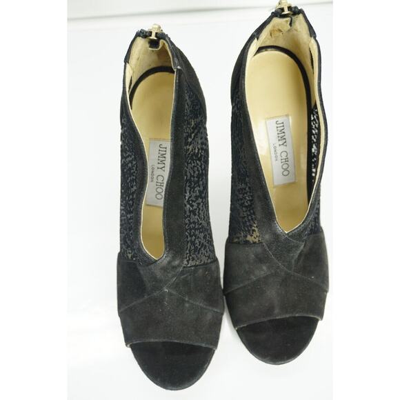 Jimmy Choo Vivid Black Lace Suede Platform Peep Booties Size 40.5 10.5 New $890 - Picture 8 of 10